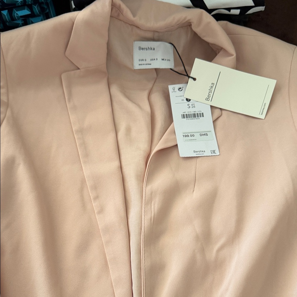 Bershka Soft Blush Pink Tailored Blazer